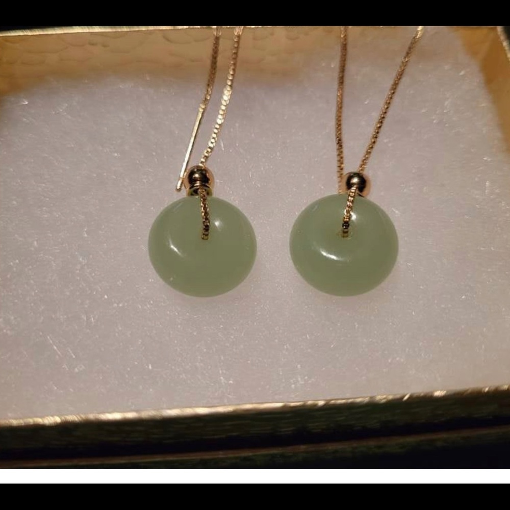 Jade drop earrings (14k gold plated) - Picture 5 of 5